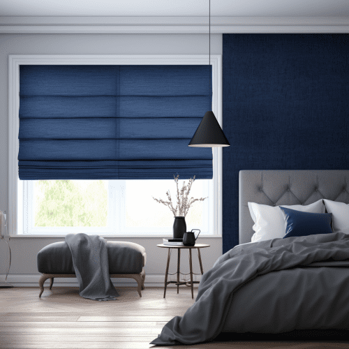 3HLinen Blue Roman Shades